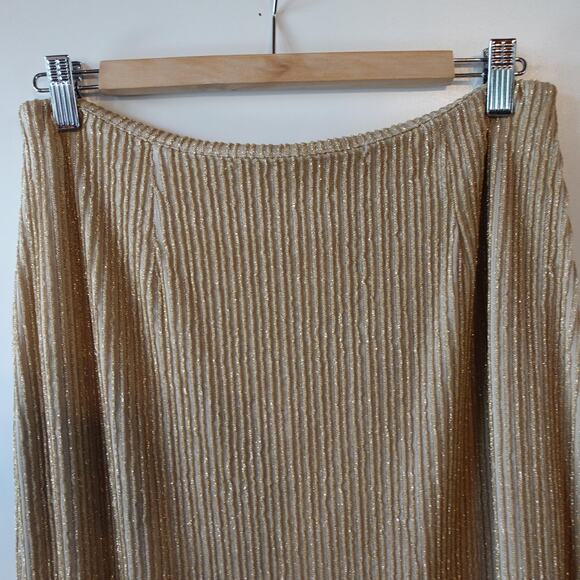 Vintage Cache Skirt Womens Size 10 Gold Metallic Glitter Maxi Evening Party 90s - Picture 3 of 10